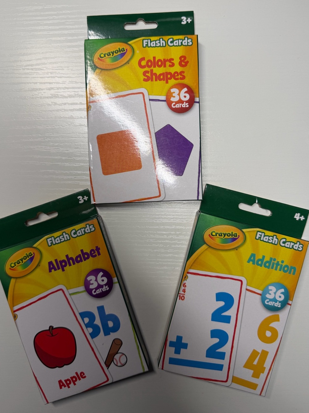 Crayola Yellow Educational Flash Card Set - Colors & Shapes, Alphabet, Addition